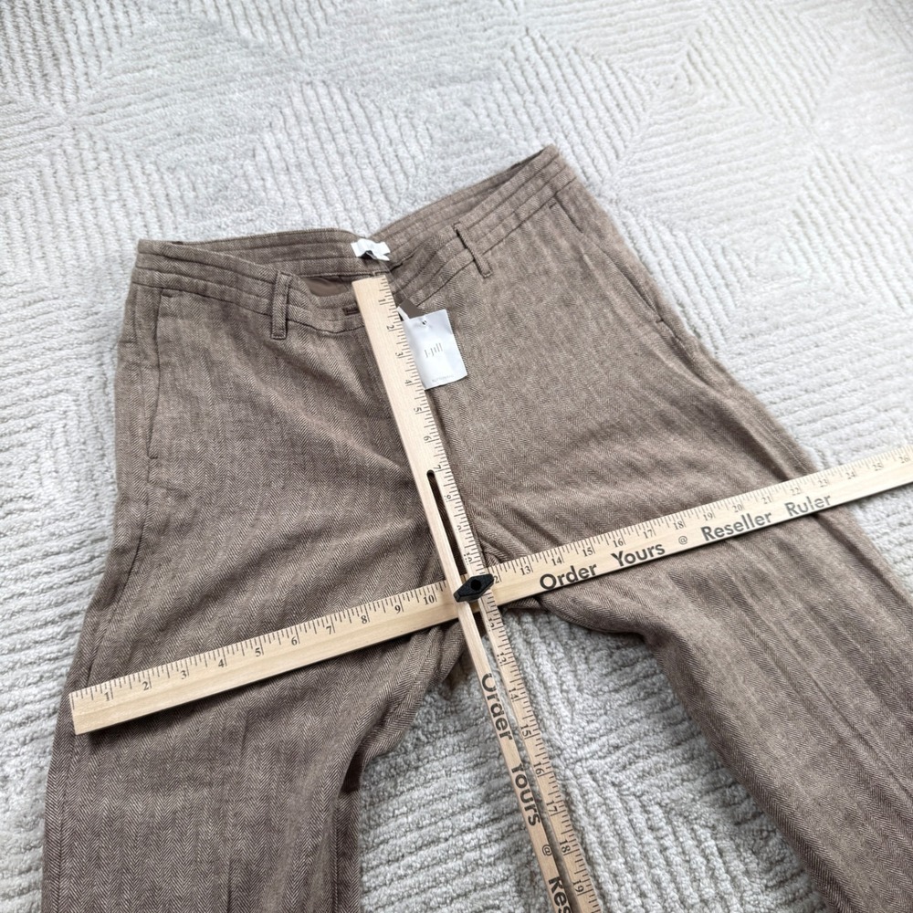J Jill Herringbone Pants Womens 10 Brown Linen Cotton Straight Academia Coastal - Picture 6 of 12